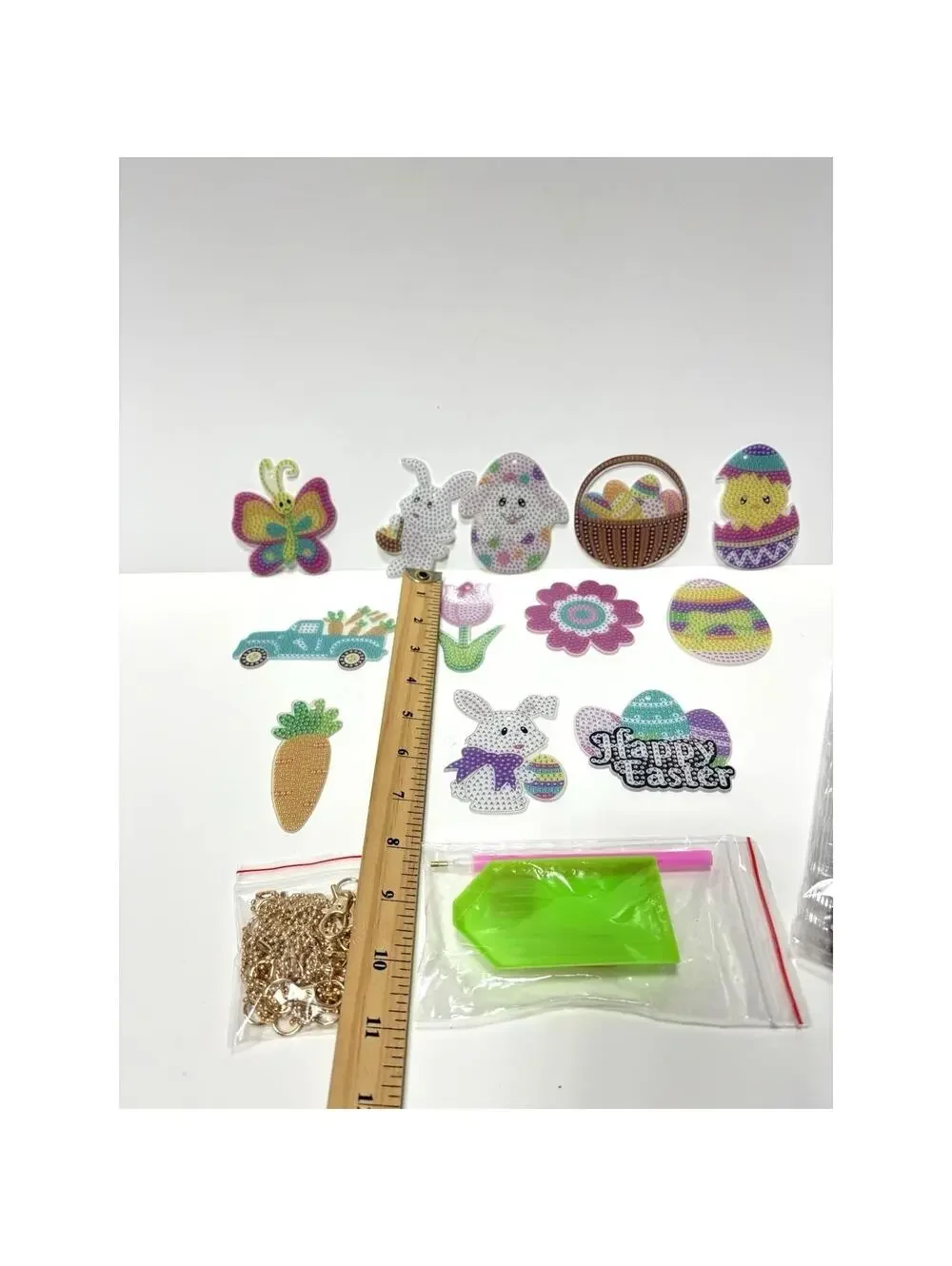 Easter Diamond Painting Keychain Kit Bunny Egg Butterfly Carrots Rhinestones New